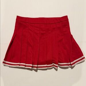 Red Pleated Skirt with Silver Trim